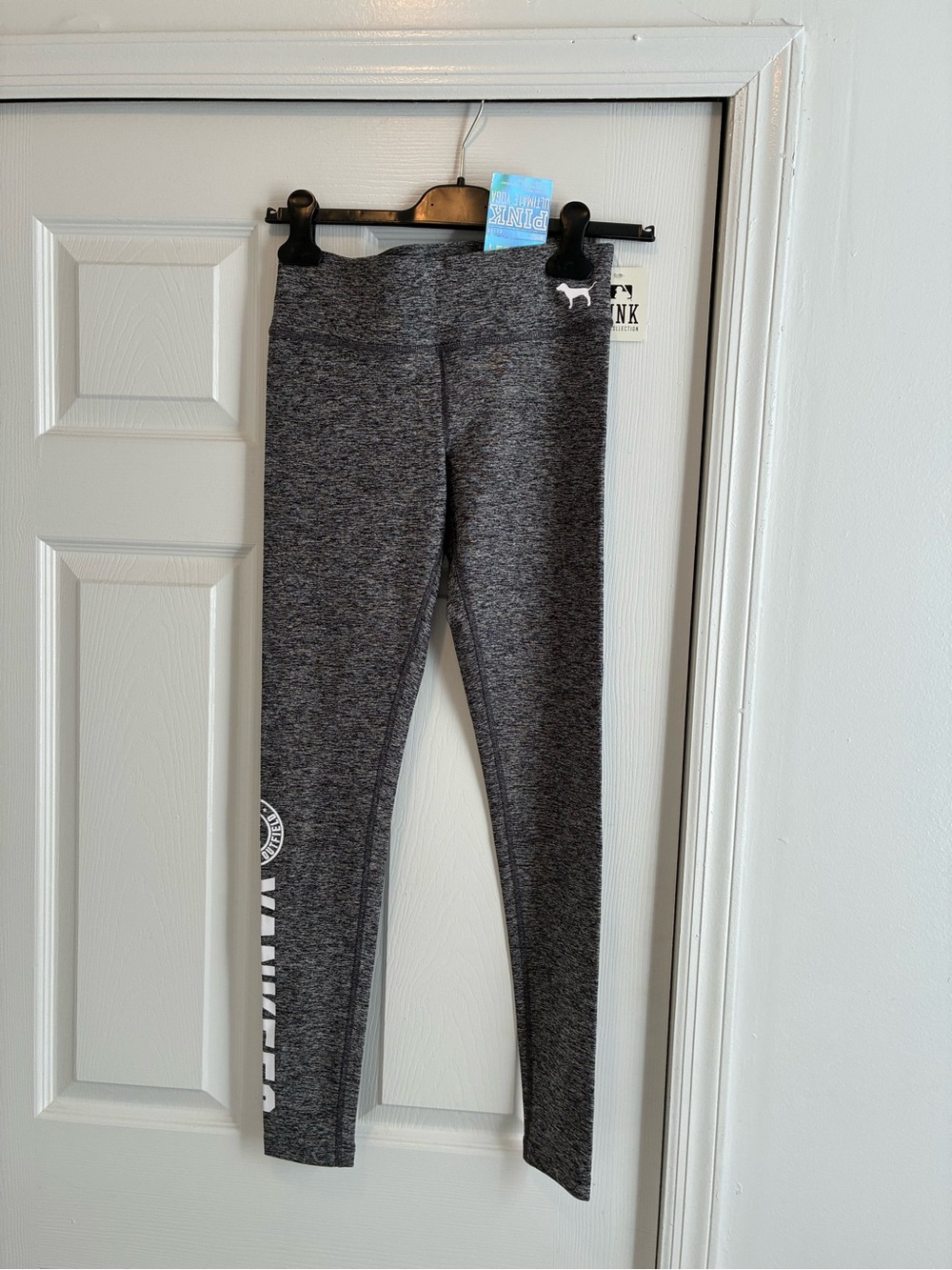 NY Yankees PINK Victoria's Secret Women’s Charcoal Gray Marled Yoga Leggings XS